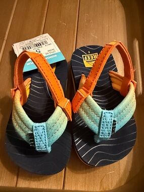 Reef Kids Orange and Teal Back-Strap Flip Sandals